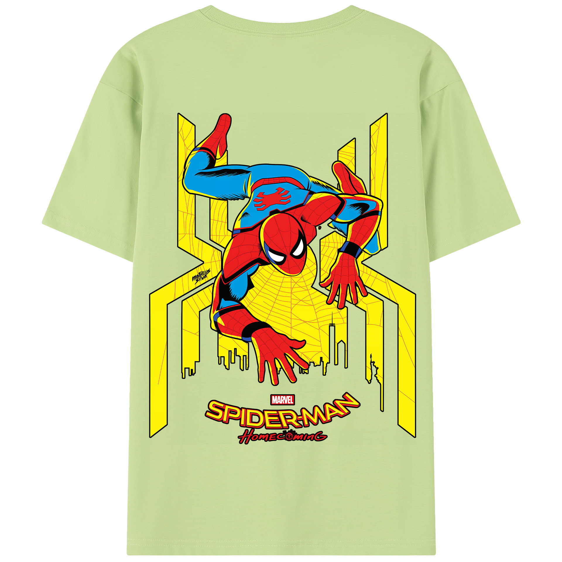 （画像用） Spider Man スパイダーマン 綿100％半袖Tシャツ（背面プリント）